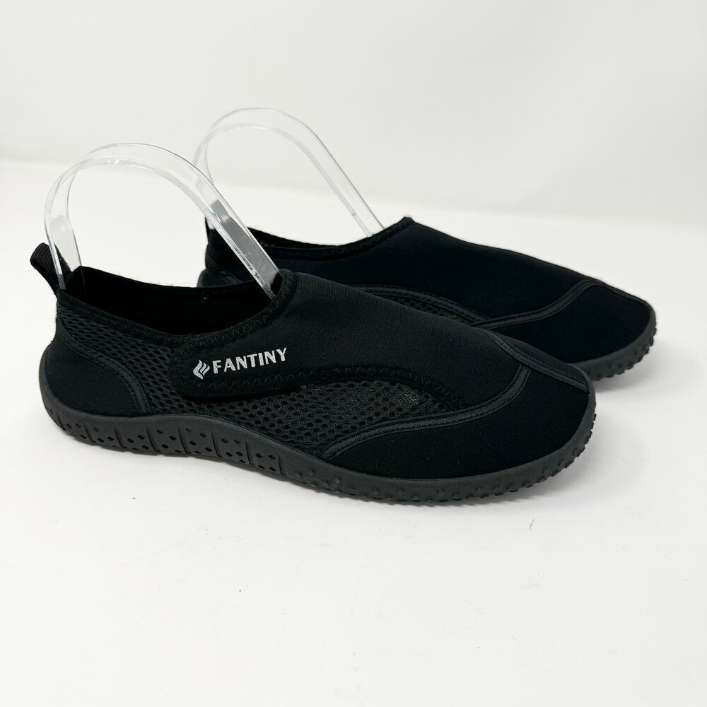 Fantiny Black Mesh Fabric Hook and Loop Closure Water Shoes Women's Size 38 US 8